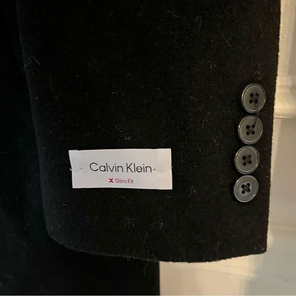 Men’s Calvin Klein Proper‎ Wool Blend 3 Botton Coat in Black, New with tags, 38R - Picture 4 of 10
